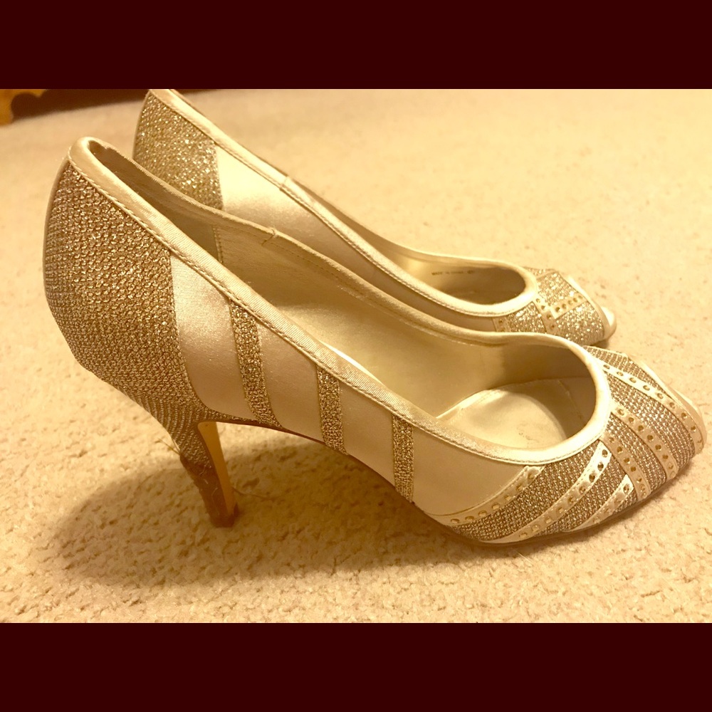 Champagne Wedding Peep Toe Heels